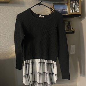 Black Sweater with Plaid Hem